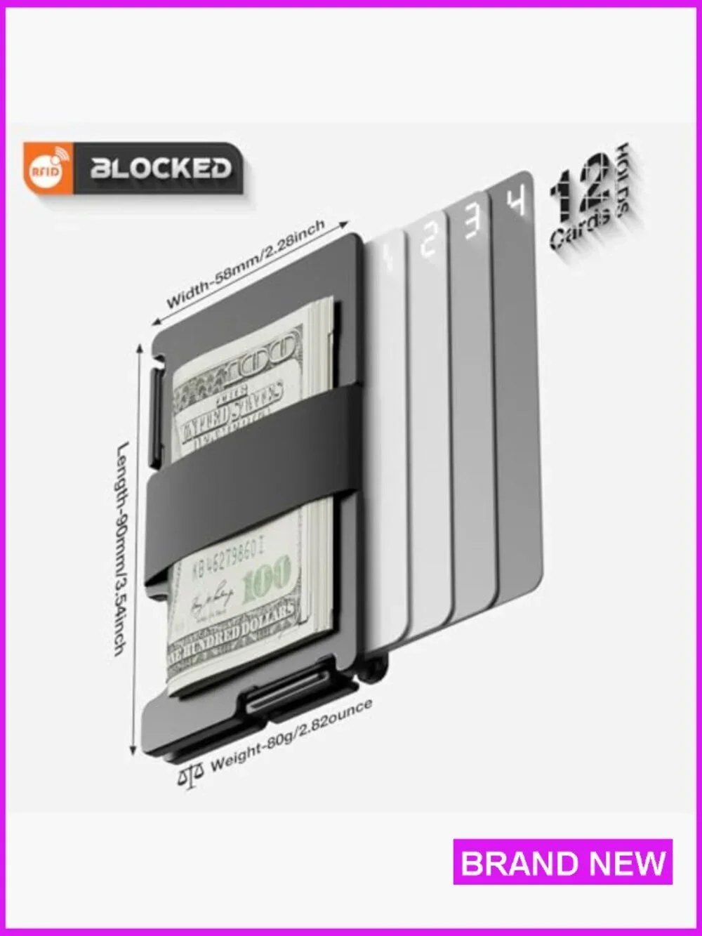 Ultra Thin Aluminum Card Holder Minimalist Front Pocket Wallet RFID Blocking